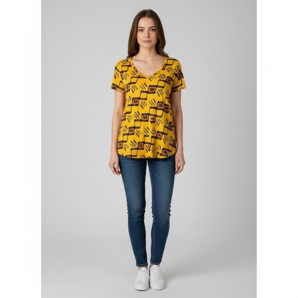 LulaRoe classic yellow mixed media T-shirt   M NWT